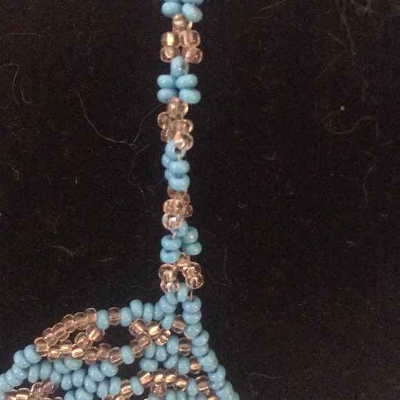 “TURQUOISE AND SILVER” Vintage Beaded Delicate Necklace. - Picture 5 of 8